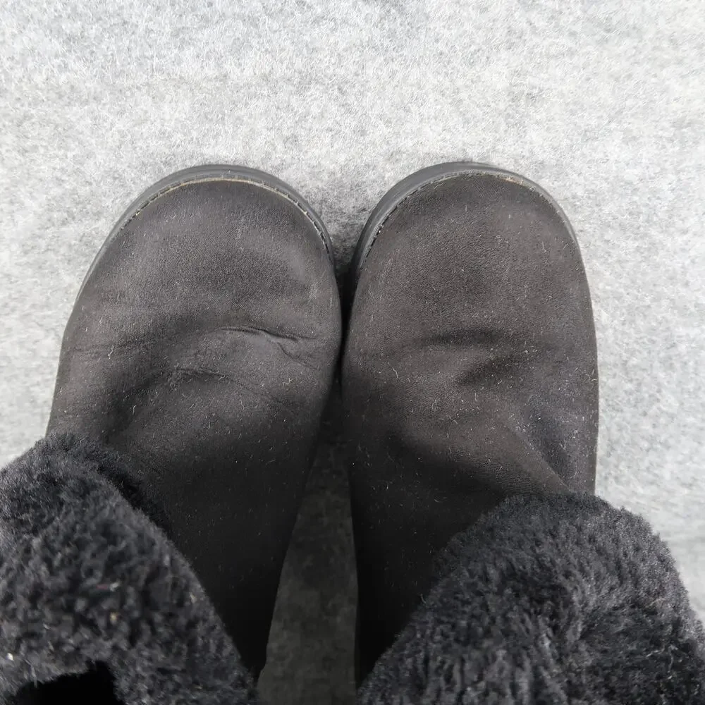 Guess Shoes Women 6 Boots Shearling Style Pull On Fashion Winter Warm Black Logo